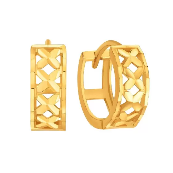 916 Gold Faceted Hoop Earrings^Lee Hwa Jewellery Hot