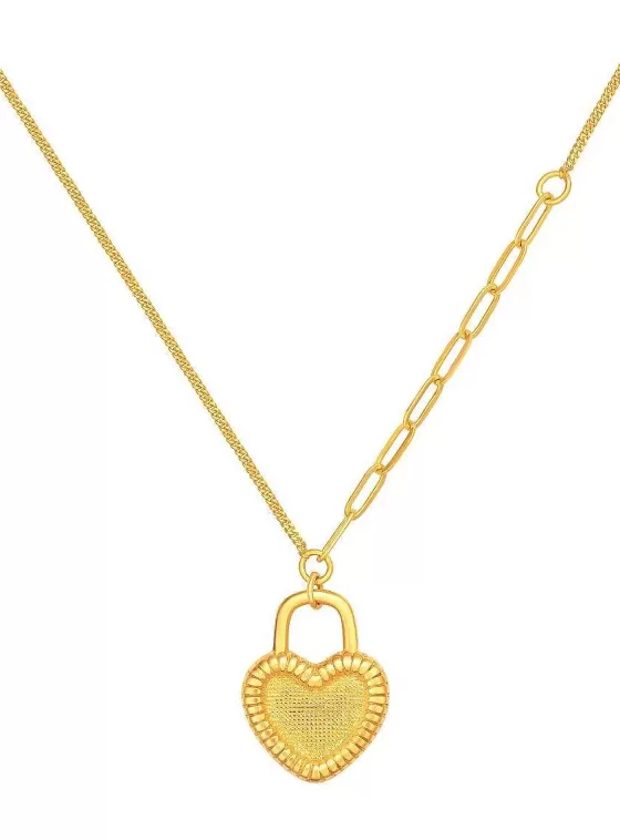 916 Gold Heart Lock Necklace^Lee Hwa Jewellery Fashion