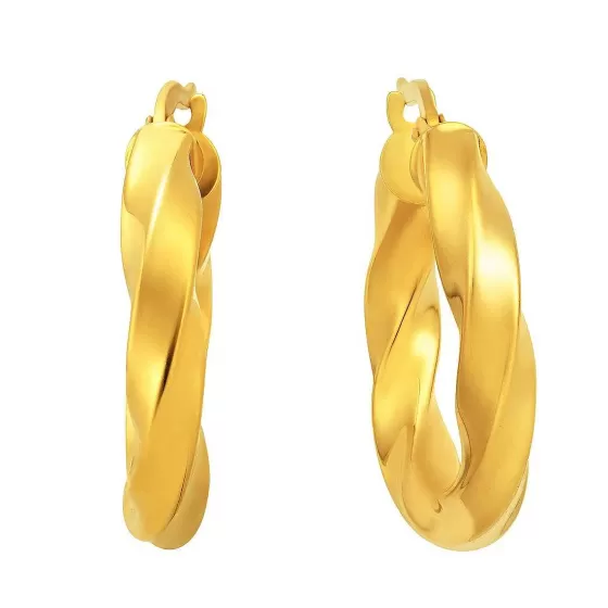 916 Gold Twist Hoop Earrings^Lee Hwa Jewellery Shop