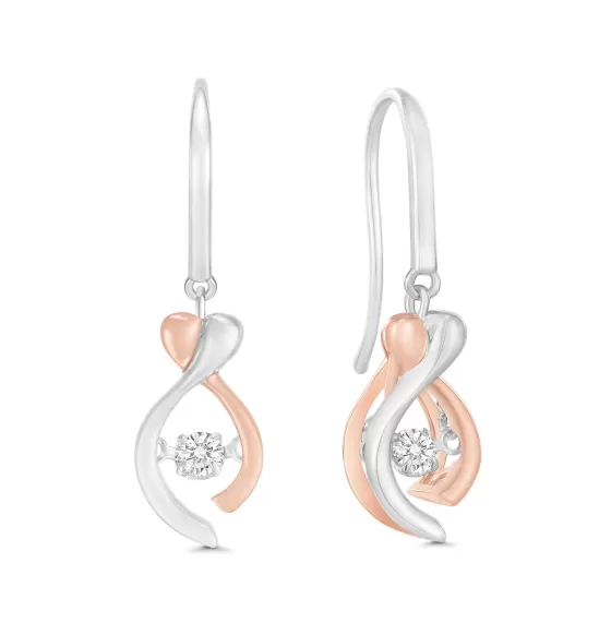 Dual Heart Twinkle Diamond Earrings^Lee Hwa Jewellery Discount