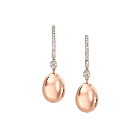 Faberg Essence Rose Gold Diamond Pav Egg Drop Earrings^Lee Hwa Jewellery Shop