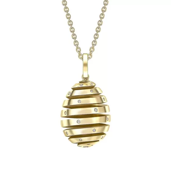 Faberg Essence Yellow Gold Diamond Set Spiral Egg Necklace^Lee Hwa Jewellery Fashion