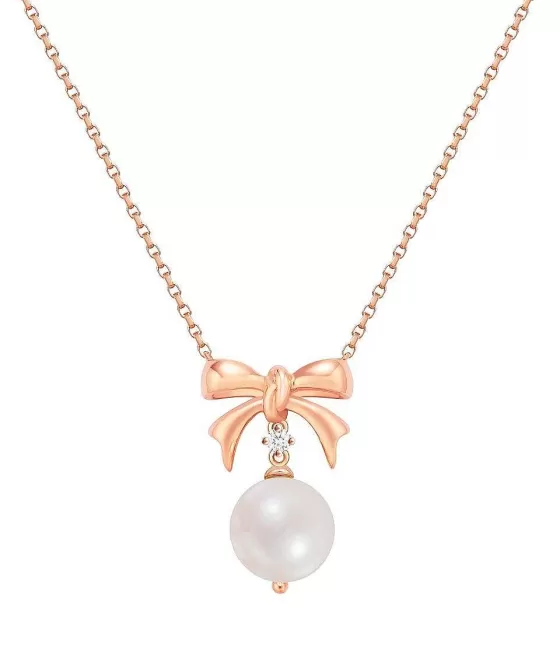 Nacre Pearl Diamond Ribbon Necklace^Lee Hwa Jewellery Shop