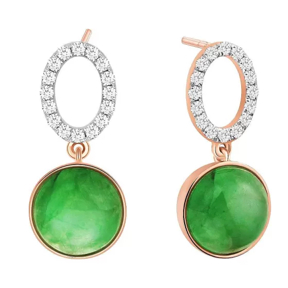 Nouveau Jade Diamond Oval Earrings^Lee Hwa Jewellery Discount