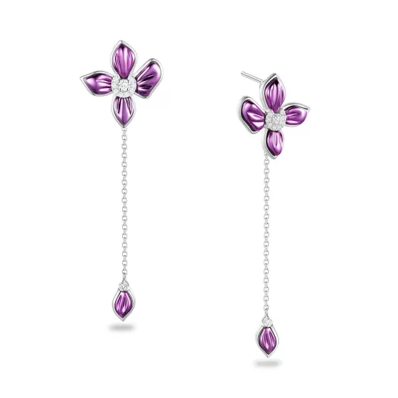 Purple Gold Floral Dangle Earrings^Lee Hwa Jewellery Outlet