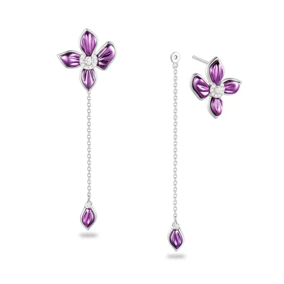 Purple Gold Floral Dangle Earrings^Lee Hwa Jewellery Outlet