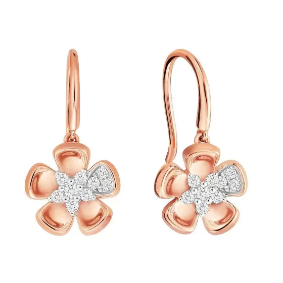 Rose Gold Floral Diamond Earrings^Lee Hwa Jewellery Flash Sale