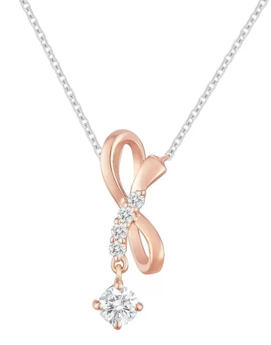 Rose Gold Ribbon Dangle Necklace^Lee Hwa Jewellery Shop