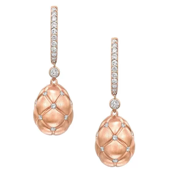 Treillage Brushed Rose Gold & Diamond Set Egg Drop Earrings^Lee Hwa Jewellery Fashion