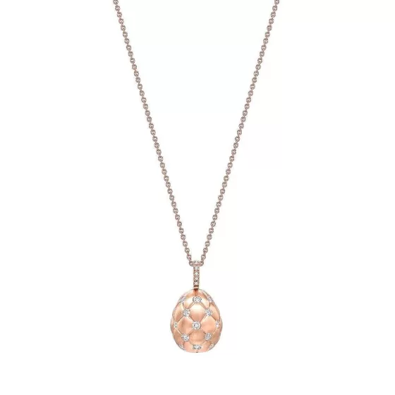 Treillage Brushed Rose Gold & Diamond Set Egg Necklace^Lee Hwa Jewellery Fashion