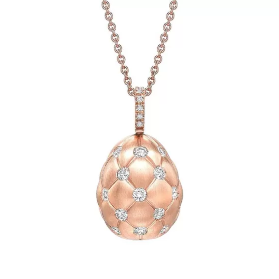 Treillage Brushed Rose Gold & Diamond Set Egg Necklace^Lee Hwa Jewellery Fashion